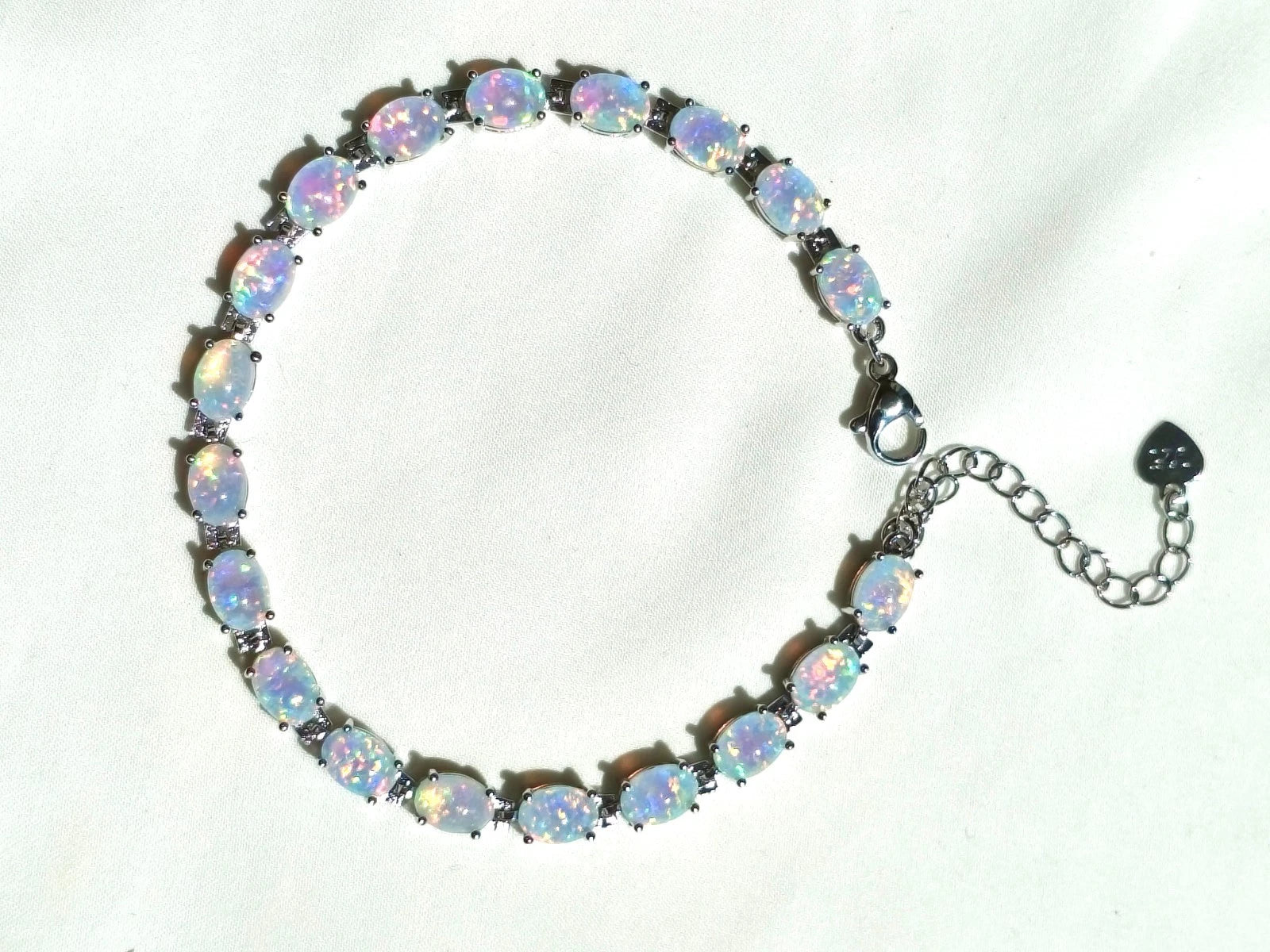 Bracciale con Opale  in Argento 925 Ipoallergenico - 2 Colori. no nichel