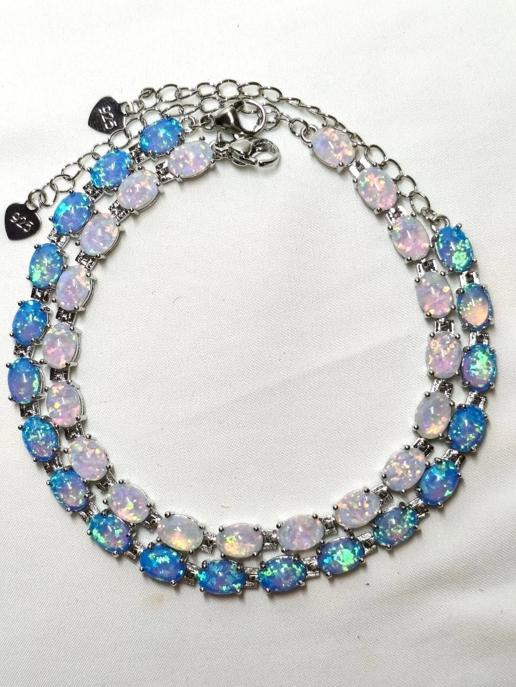 Bracciale con Opale  in Argento 925 Ipoallergenico - 2 Colori. no nichel