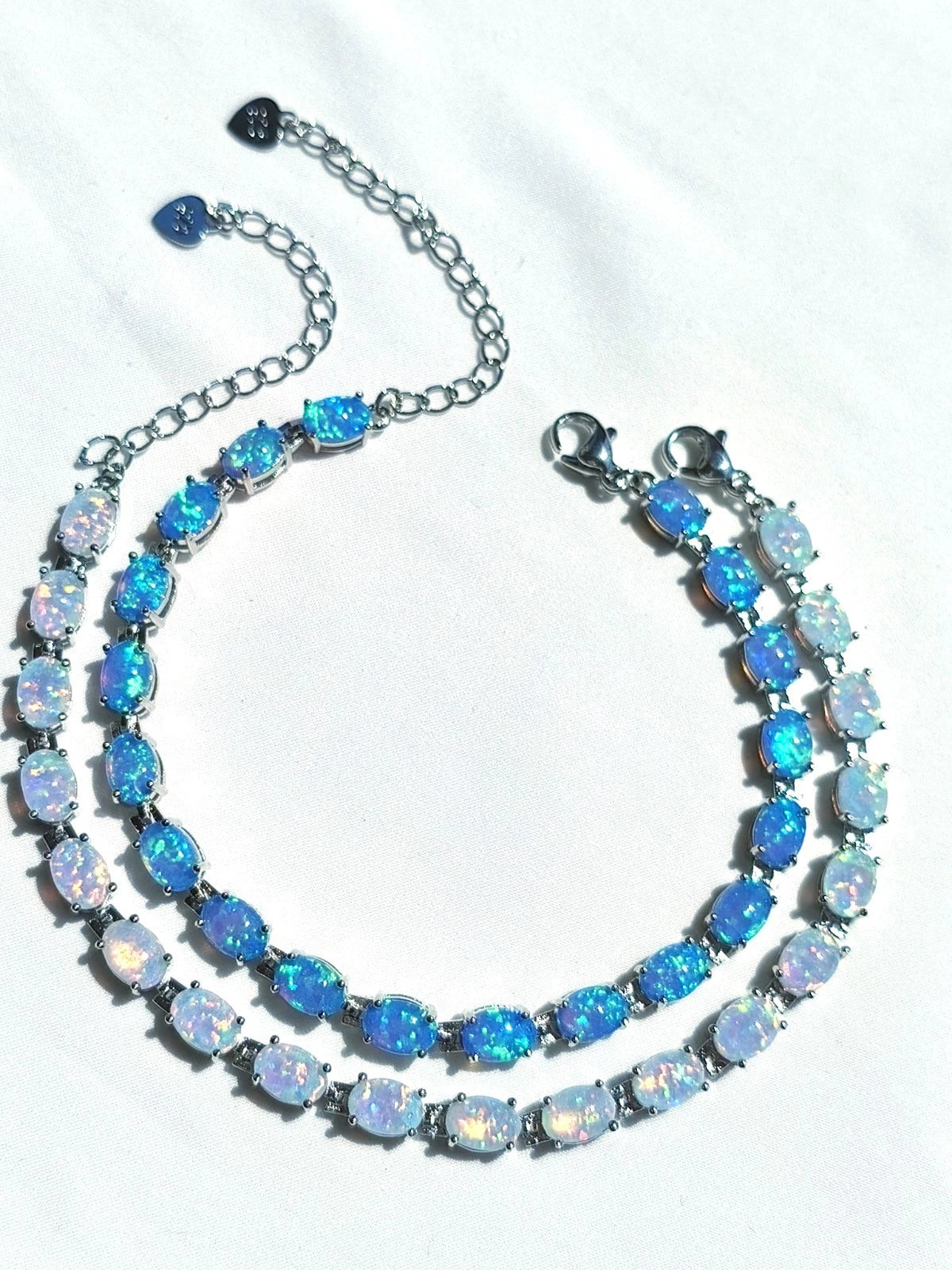 Bracciale con Opale  in Argento 925 Ipoallergenico - 2 Colori. no nichel