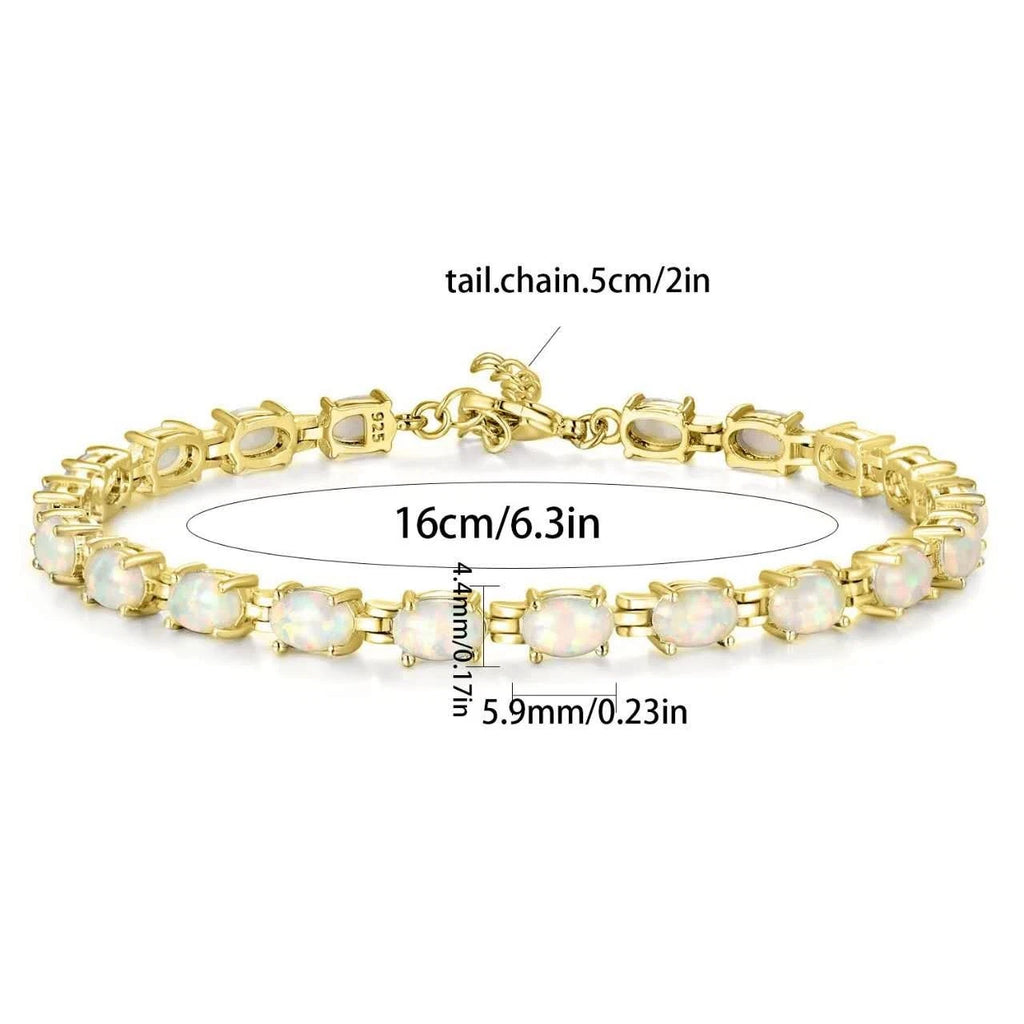 Bracciale con Opale  in Argento 925 Ipoallergenico - 2 Colori. no nichel