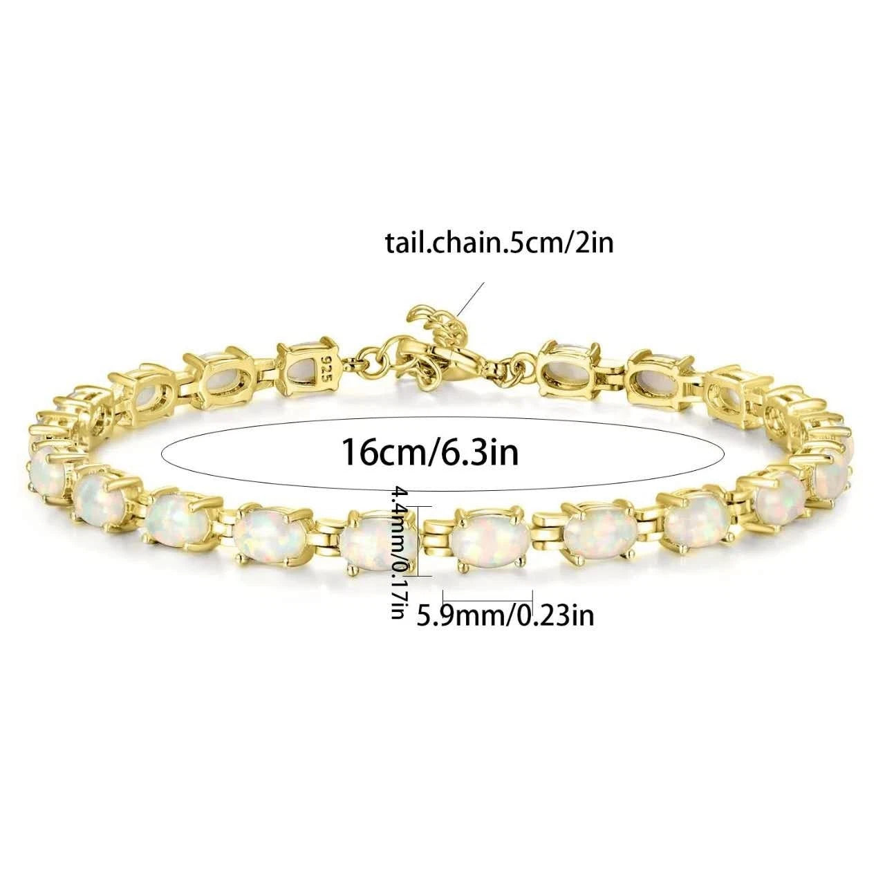 Bracciale con Opale  in Argento 925 Ipoallergenico - 2 Colori. no nichel