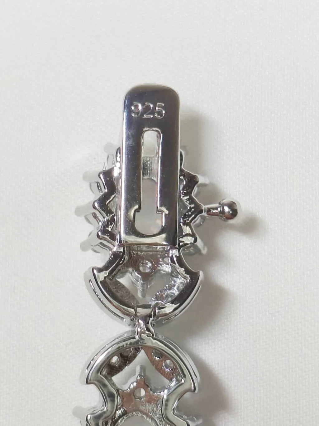 Sterling silver 925 bracelet with opal, floral link bracelet with cubic zirconia