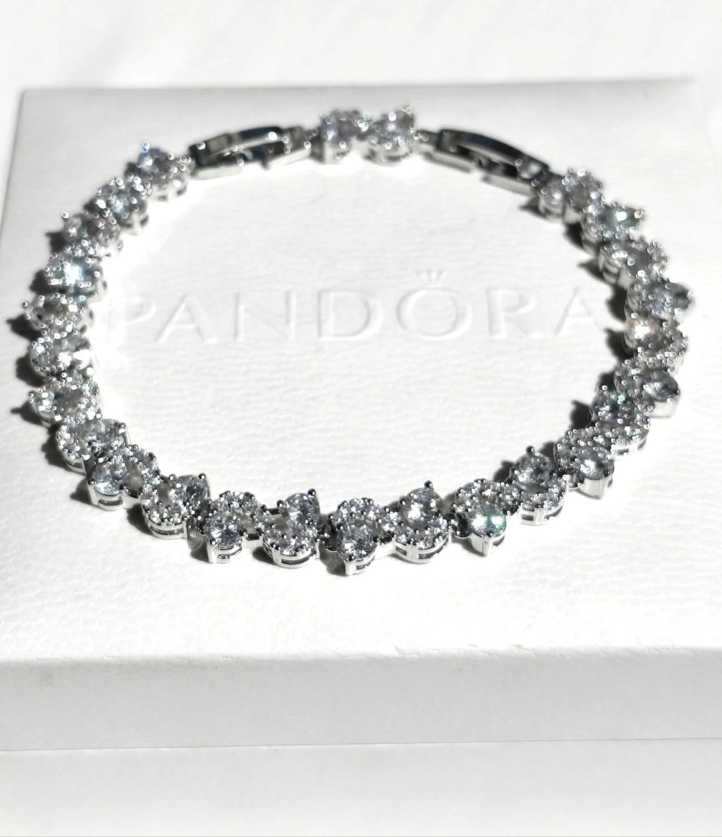 Fashion bracciale a onde in zircone AAA colorato con placcatura in oro bianco 18k