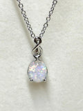 18K white gold plated necklace with teardrop opal