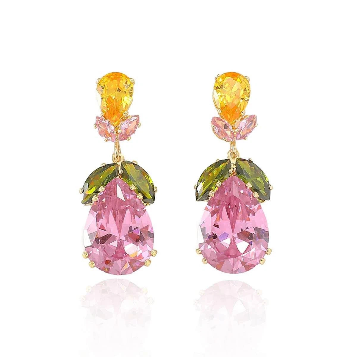 Fashion-Set, bunte Zirkonia, florale Motive, 2-teilig