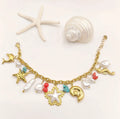 Set Necklace Bracelet Stainless Steel Gold Plated Turquoise Sea Star Charms