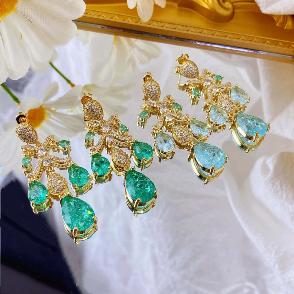Orecchini a Goccia con Zirconi AAA, Argento Placcato ago d'argento, 2 Colori