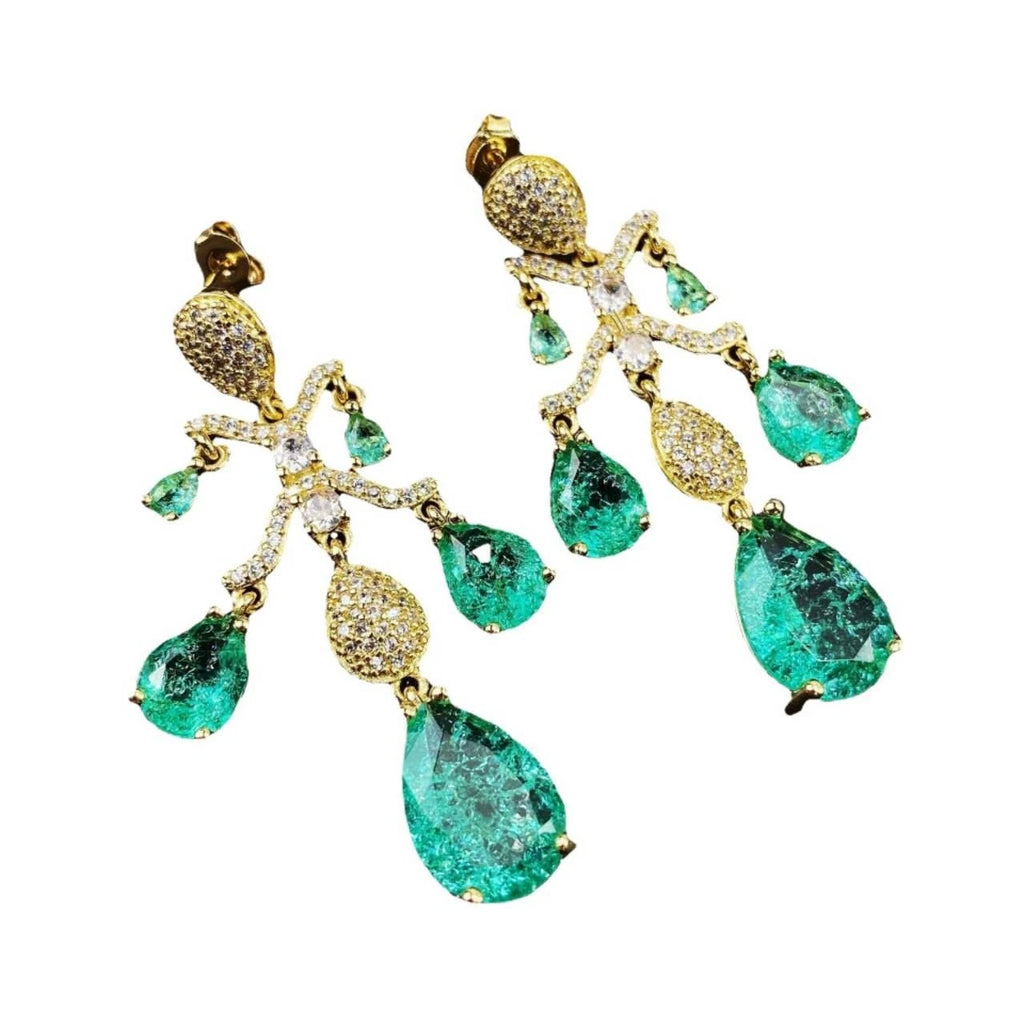 Orecchini a Goccia con Zirconi AAA, Argento Placcato ago d'argento, 2 Colori
