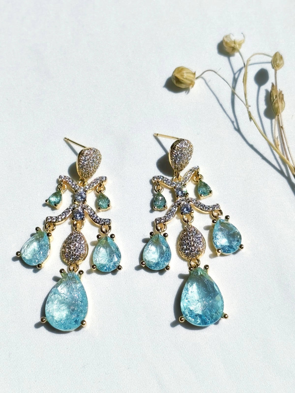 Orecchini a Goccia con Zirconi AAA, Argento Placcato ago d'argento, 2 Colori