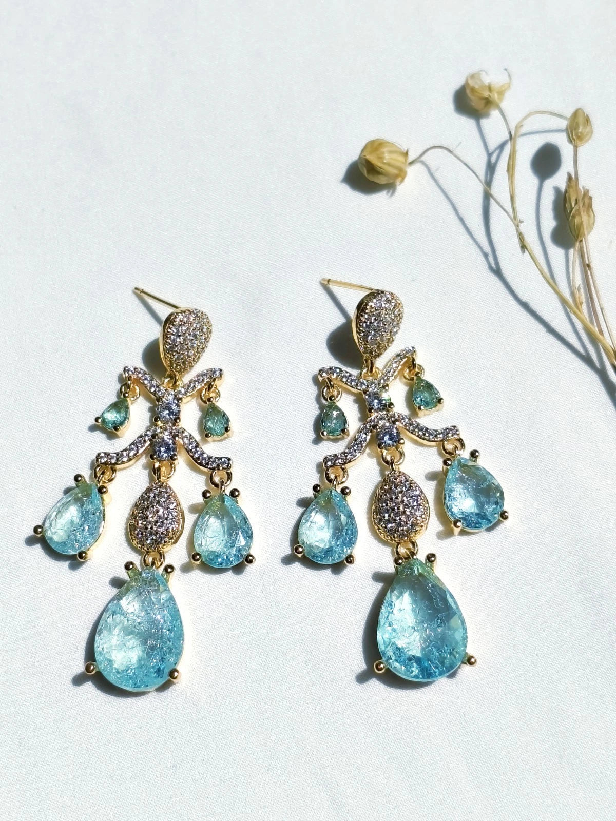 Orecchini a Goccia con Zirconi AAA, Argento Placcato ago d'argento, 2 Colori