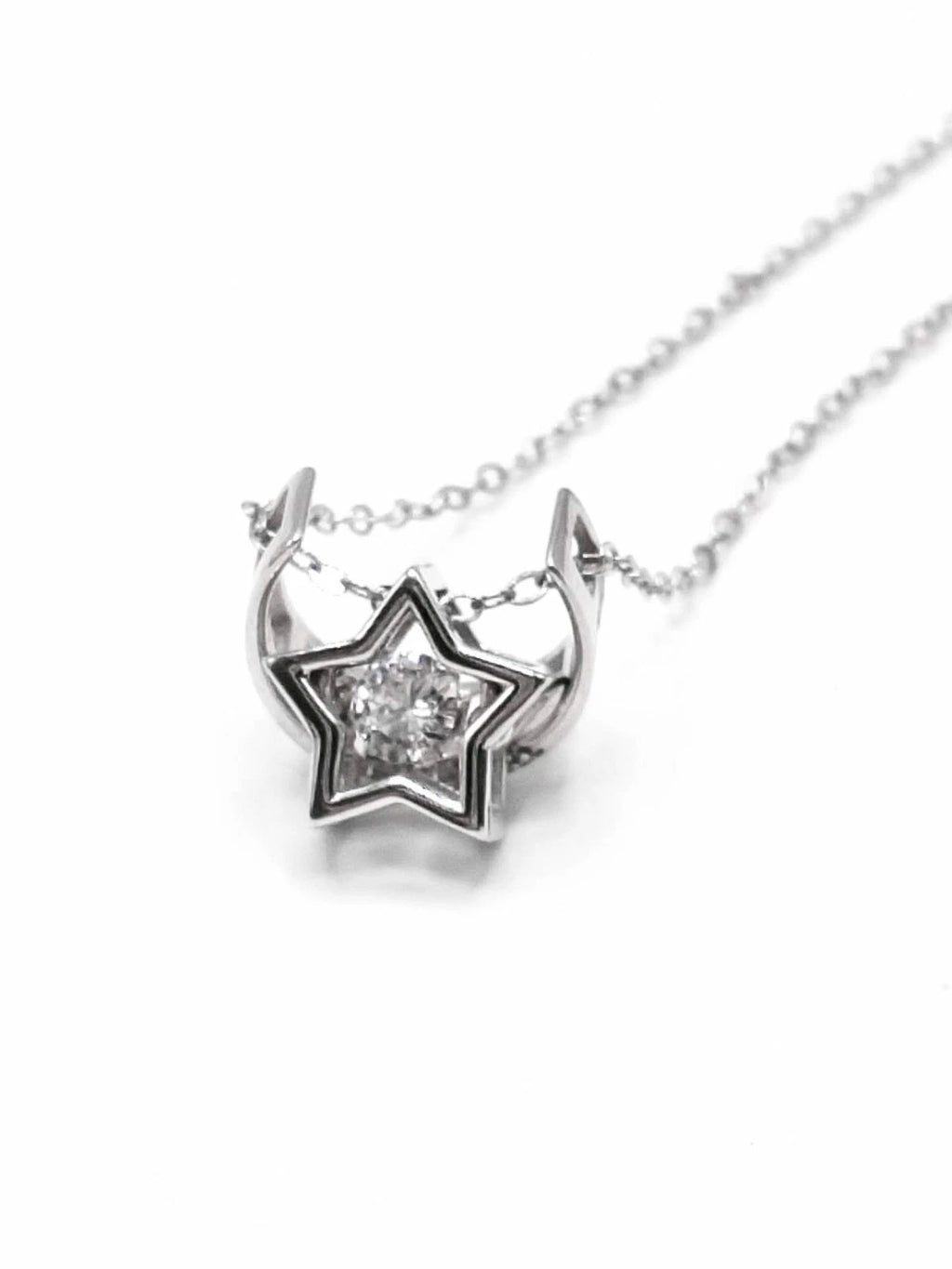 collana argento S925 forma stella e luna con zircone