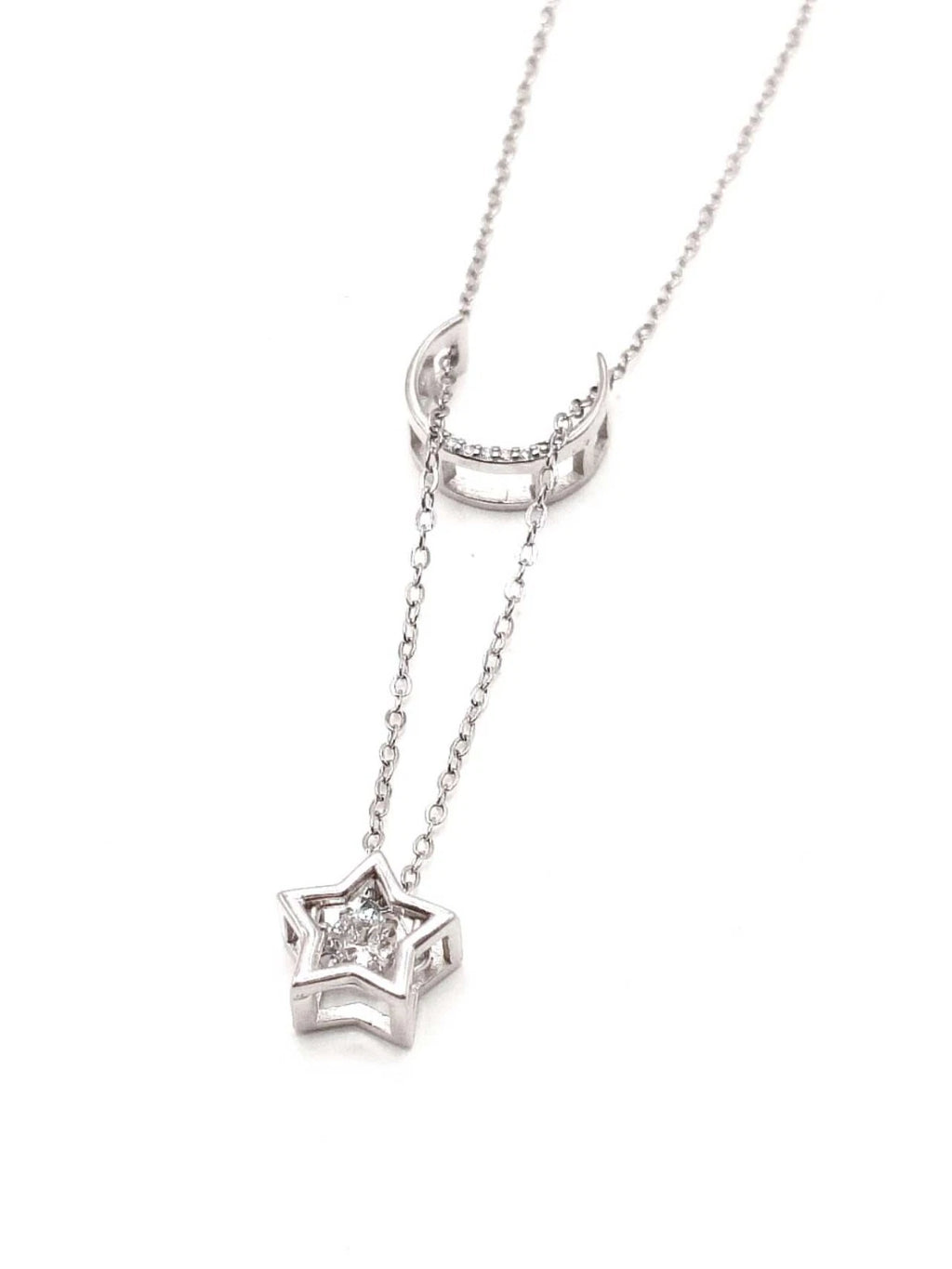 collana argento S925 forma stella e luna con zircone