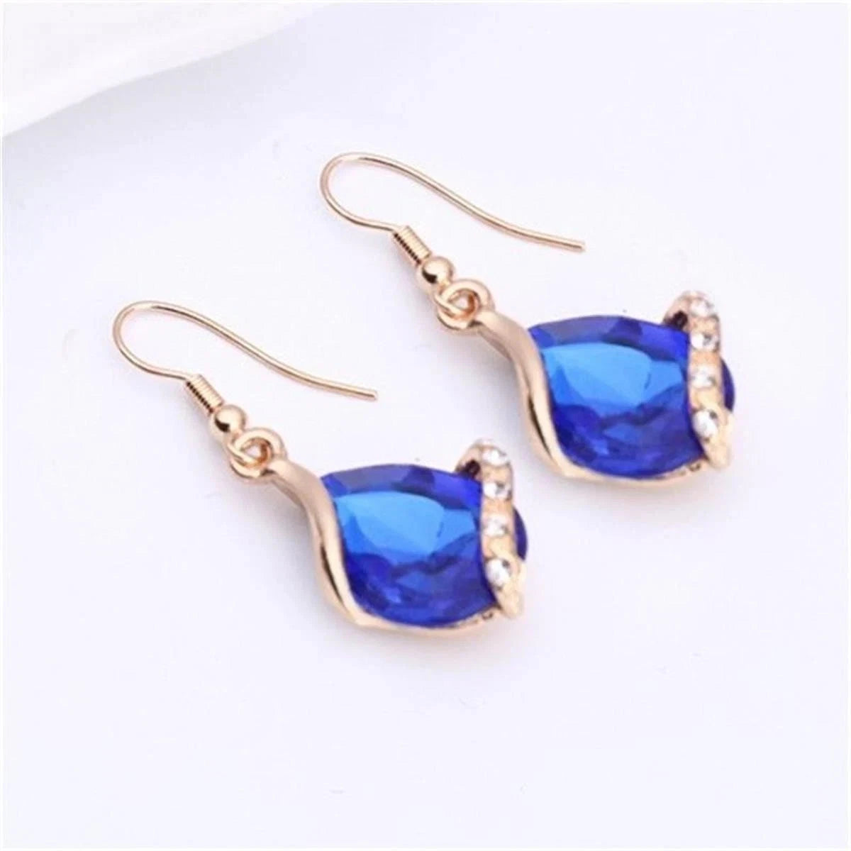 Set Gioielli Zircone Goccia Placcato Oro, Collana Ciondolo e Orecchini Pendenti