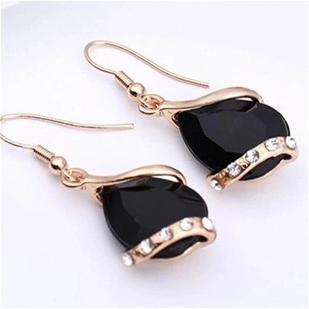 Set Gioielli Zircone Goccia Placcato Oro, Collana Ciondolo e Orecchini Pendenti