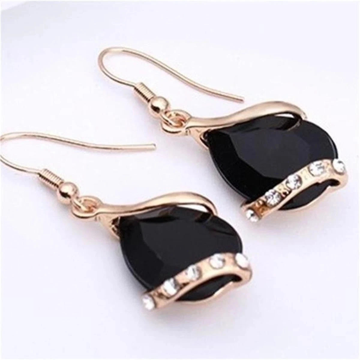 Set Gioielli Zircone Goccia Placcato Oro, Collana Ciondolo e Orecchini Pendenti
