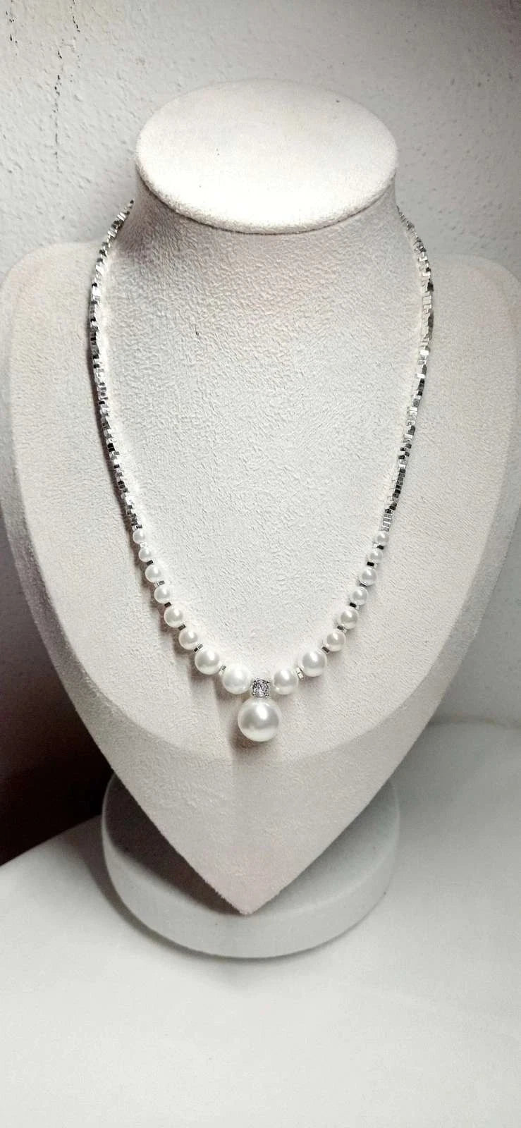 Set Collana e Orecchini con Perle e Zirconi, Stile Elegante per Matrimoni