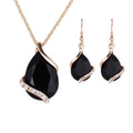 Set Gioielli Zircone Goccia Placcato Oro, Collana Ciondolo e Orecchini Pendenti