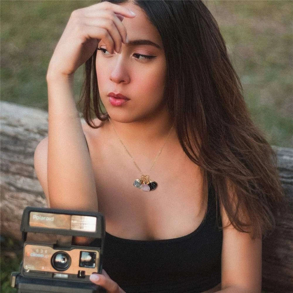 Collana Pietre Cristallo Grezzo 3Temi,Amicizia-Empatia-Fortuna, Energia Positiva