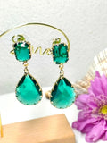 Orecchini pendenti con zirconi, placcati oro, stile chic