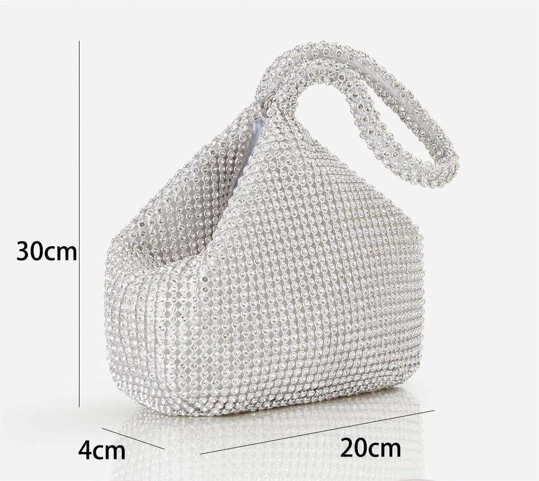 Abendtasche mit glänzenden Strasssteinen in Wolkenform