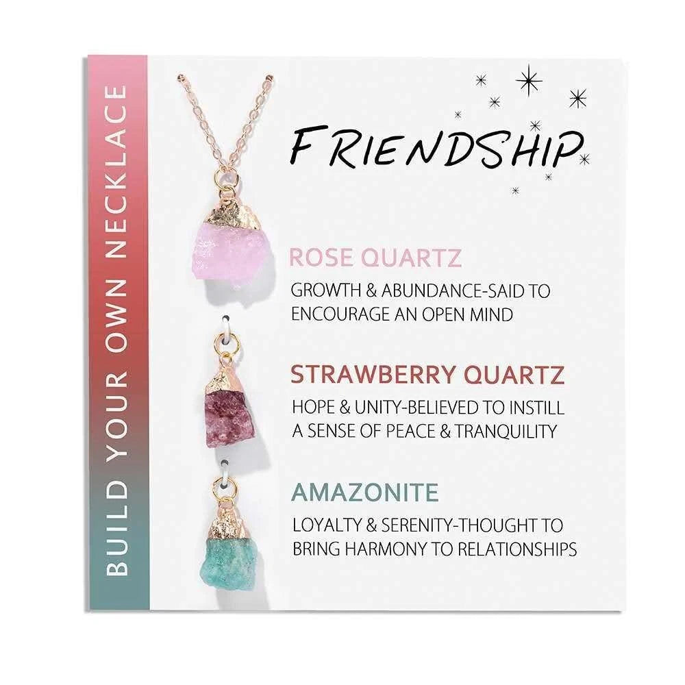Collana Pietre Cristallo Grezzo 3Temi,Amicizia-Empatia-Fortuna, Energia Positiva