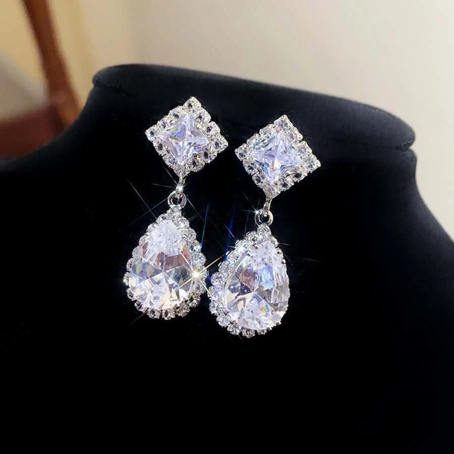 Fashion Set quadratisch mit Strass und Zirkonia 2 TEILE