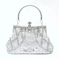 Pochette artigianale con perline e cristalli, borsa per sposa e cocktail party